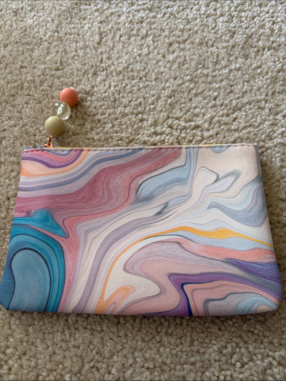 IPSY - Multicolor Swirl Makeup Bag - Pastel Marble Print - NWOT